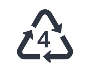 Recycle LDPE or PE-LD icon, number 4. 