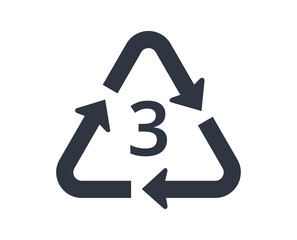 Recycle PVC icon, number 3. 