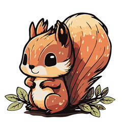 Squirrel, Eichhörnchen, Eichhoernchen, Cute Animal , Kawaii, vector, Childrens Room, Kids Room, Comic, Cartoon, Sqirrel, 