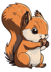 Obraz premium Squirrel, Eichhörnchen, Eichhoernchen, Cute Animal , Kawaii, vector, Childrens Room, Kids Room, Comic, Cartoon, Sqirrel, 