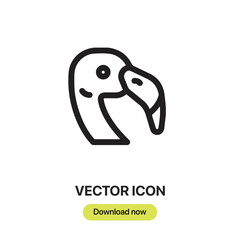 flamingo icon vector. Linear style sign for mobile concept and web design. flamingo symbol illustration. Pixel vector graphics - Vector.