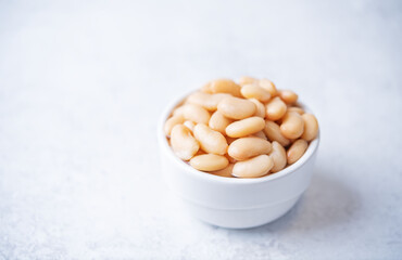 Fresh canned white beans in a bowl