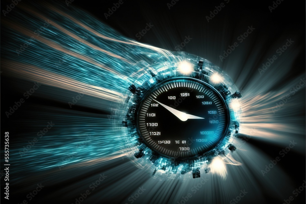 Aufkleber a speedometer with a blue background and a black background with a white clock face and a blue and b