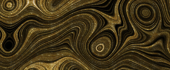 Abstract black liquid texture with gold glitter. Luxury background. Black with gold glitter liquid marble texture. Golden glitter ink painting abstract pattern background. for wallpaper, flyer