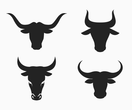 Silhouette Bull Head Icon Vector. Buffalo Head, Cow Head Silhouette Icon