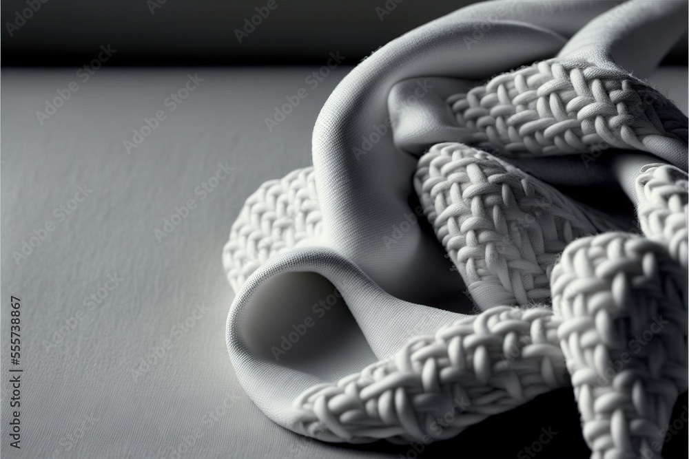 Poster a white object with a knoted design on it's side and a white background with a black border. generat