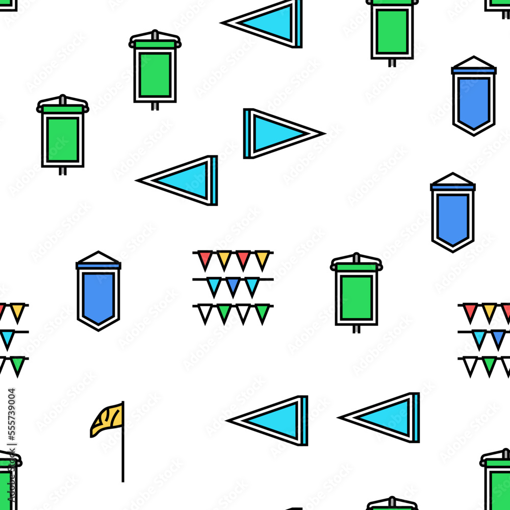 Poster flag start web pennant map vector seamless pattern thin line illustration