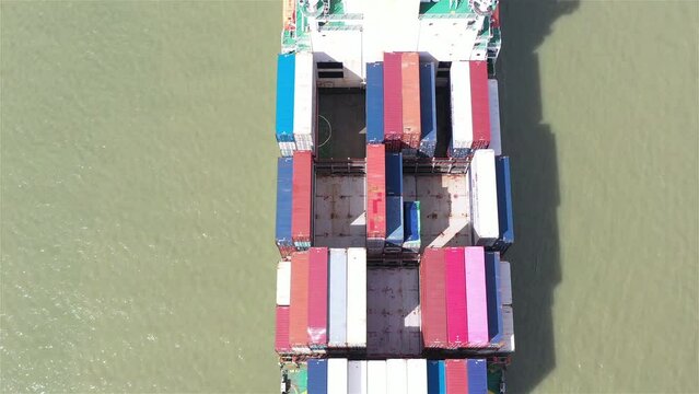 above, aerial, aerial view, boat, business, cargo, cargo liner, cargo port, carrier, commerce, container, containers, delivery, dock, export, freight, freighter, global, goods, harbor, harbour, import