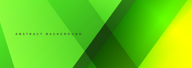 Obraz premium Green and yellow modern abstract wide banner with geometric shapes. Yellow and green abstract background. Vector illustration