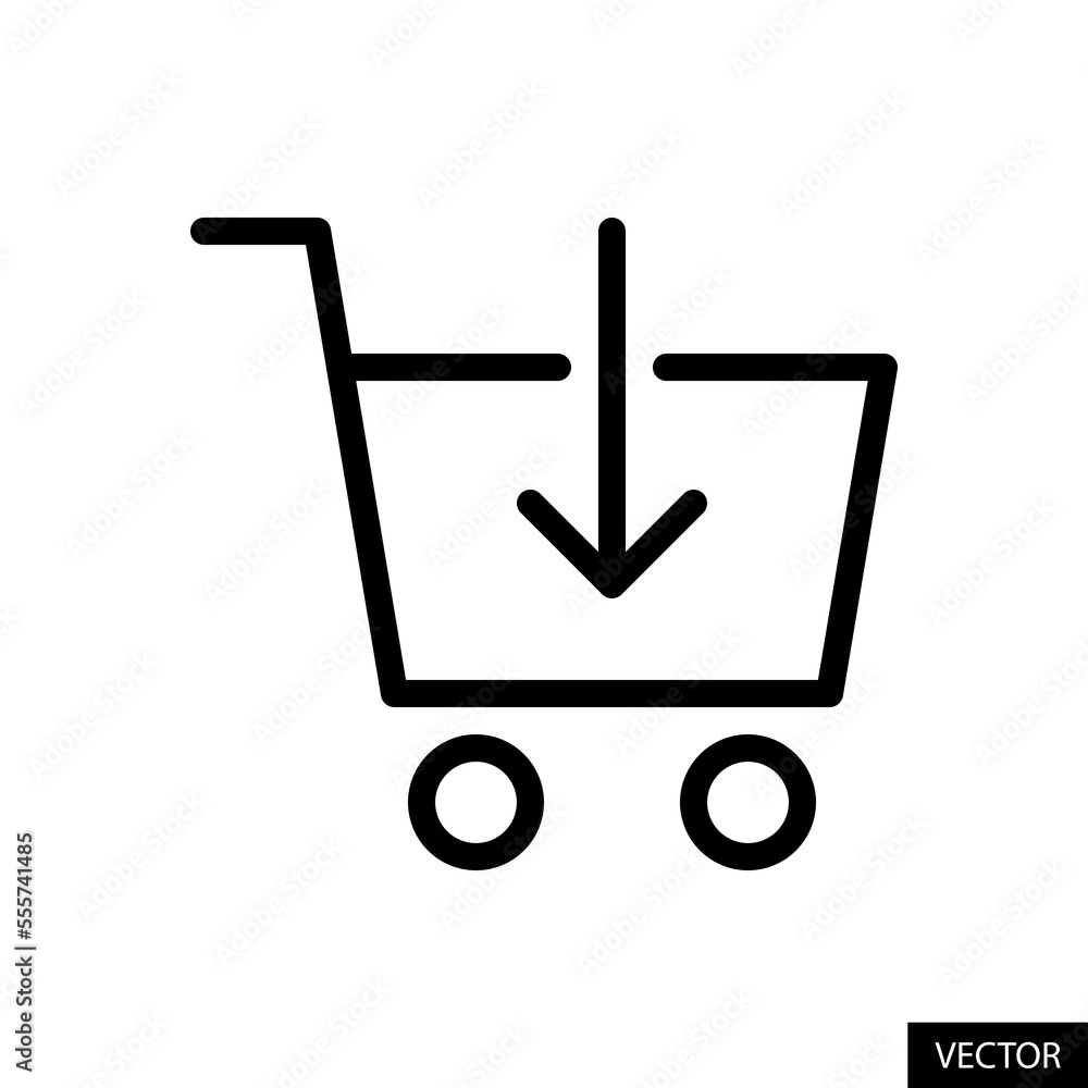 Poster add to cart vector icon in line style design for website, app, ui, isolated on white background. edi