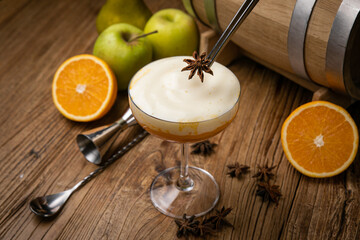 the cocktail is prepared by the bartender in the restaurant
