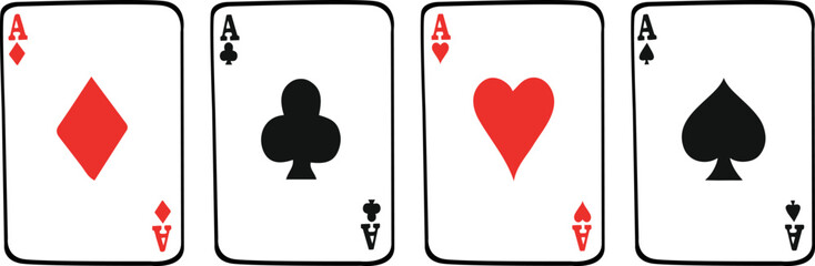 Aces of all Suits of a deck of playing cards