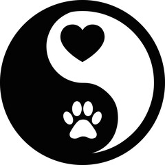 Dog Paw Print Ying Yang Design Vector