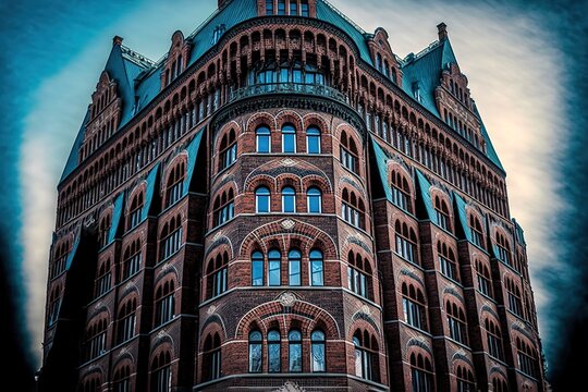 building in Hamburg, Germany stock photo Architecture, Blue, Brick, Brick House, Brown