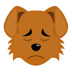 vector illustration of the face of a cartoon dog with a sad expression and regret