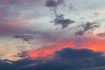 sky with clouds  and lots of colours at sunset