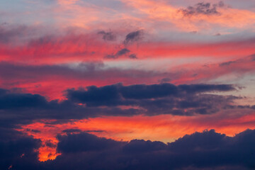 sky with clouds  and lots of colours at sunset