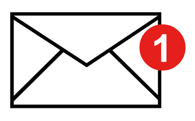 vector illustration of text message icon of an envelope with a notification