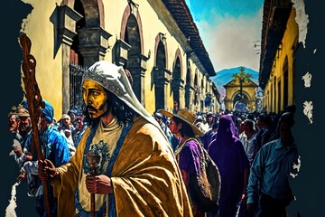 Obraz na płótnie Canvas SEMANA SANTA, GUATEMALA, Holy Week procession of Semana Santa in Antigua, Guatemala