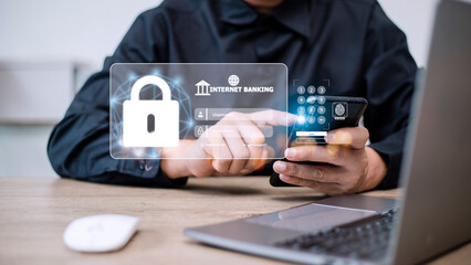 People use internet banking on smartphones.