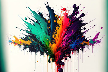 Fototapeta premium a colorful splash effect in abstract acrylic on a white backdrop. Generative AI