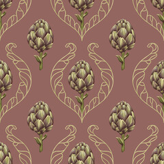 Botanical pattern with artichokes