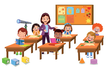 cute students in class at school