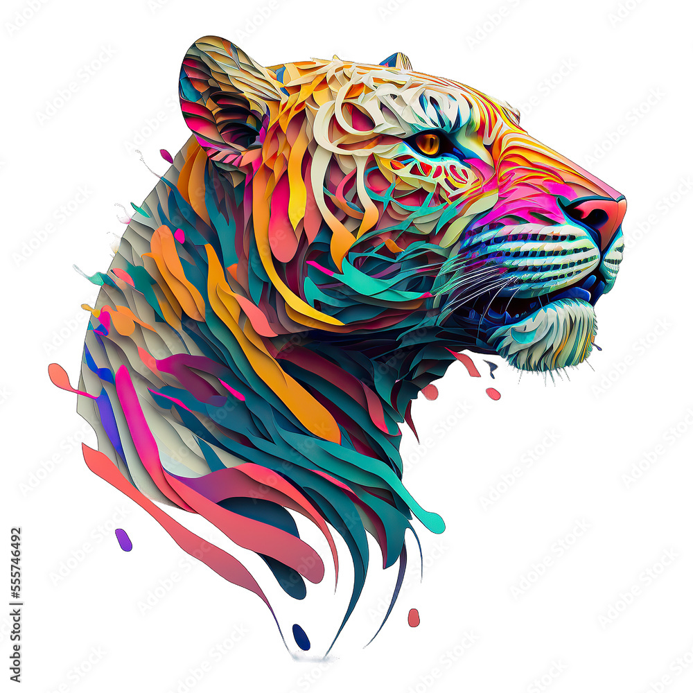 Sticker Multicolored animal 3d for t-shirt printing design and various uses