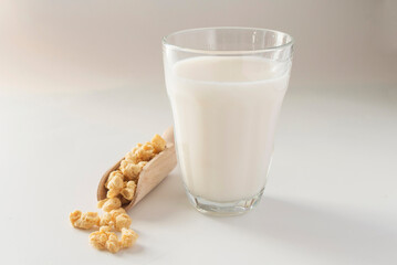 Milk soy on white background