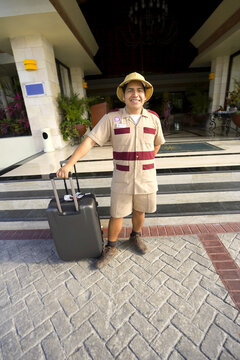 Portrait of Bellhop in Front of Hotel, Mayan Riviera, Mexico