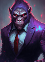 Cool monkey gorilla Gangsta mafia, sketch art for artist creativity and inspiration. generative AI	
