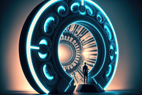 Fantactic portal to another world. sketch art for artist creativity and inspiration. generative AI
