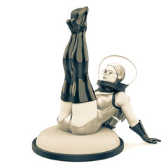 astronaut pinup girl is on the bosu ball © DM7