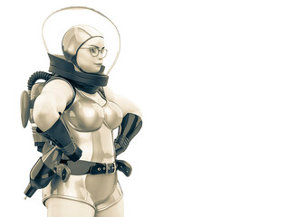 astronaut pinup girl got the power with copy space