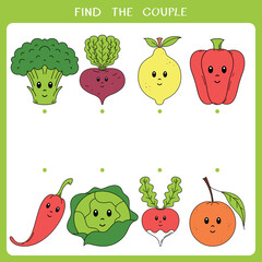 Find the couple. Simple educational game for kids. Vector worksheet