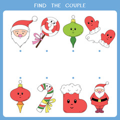 Find the couple. Simple educational game for kids. Vector worksheet