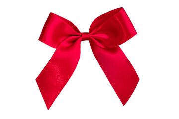 Red fabric bow. Isolated on white background. Christmas and holidays concept