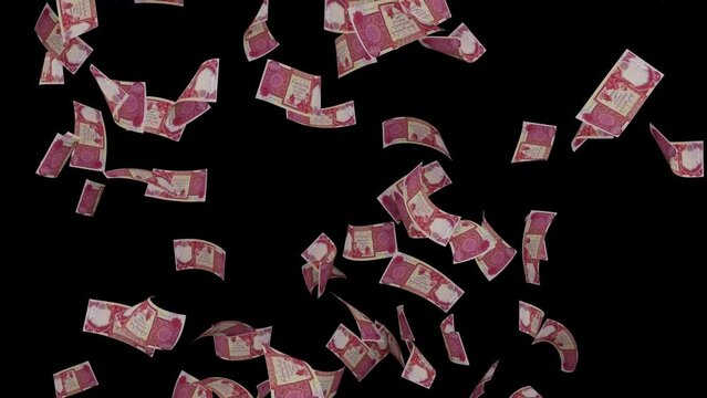 iraqi money falling 25,000 Dinar, rain money 4K black screen