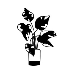 Doodle sket of houseplants.Vector graphics.	