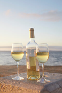 White Wine at the Beach, Andernos-les-Bains, Arcachon, Gironde, Aquitaine, France