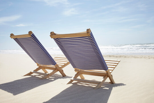 Pair of Beach Chairs, Lacanau, Gironde, Aquitaine, France