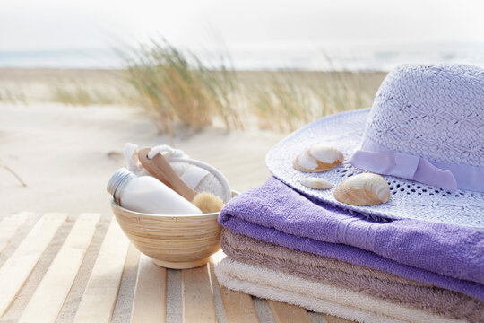 Bathing Products, Towels, and Sunhat, Cap Ferret, Gironde, Aquitaine, France