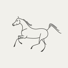 Stylized line drawing of an Arab horse galloping