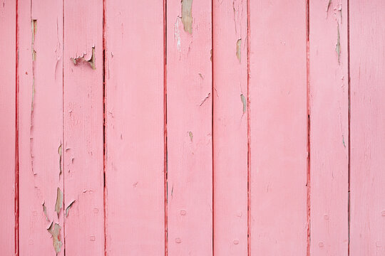 Close-up of Pink Painted Wooden Wall, Royan, Charente-Maritime, France