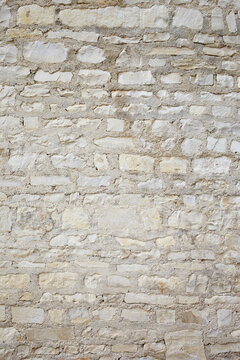 Close-up of White Wall made of Natural Stones, Orleans, Loiret, France
