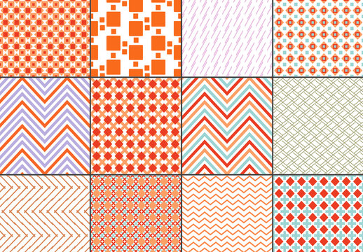 Seamless Bright Geometric Overlay Pattern Set
