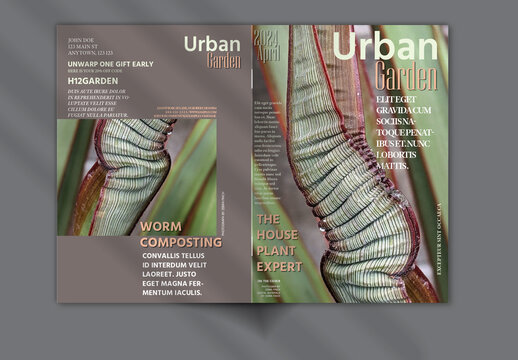 Brochure Cover Layout with Urban Garden Pictures Earth Natural Organic Color Theme