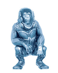 Fototapeta na wymiar chimpanzee astronaut is sitting in white background