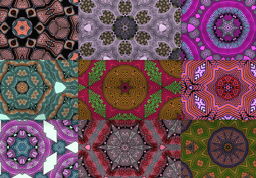 Seamless Pattern Collection with Mandala Ethic Motif