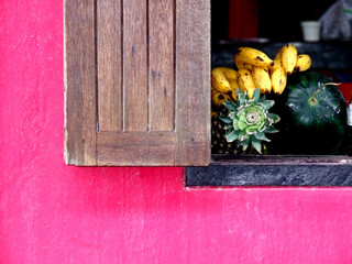 Window and Tropical Fruits Display